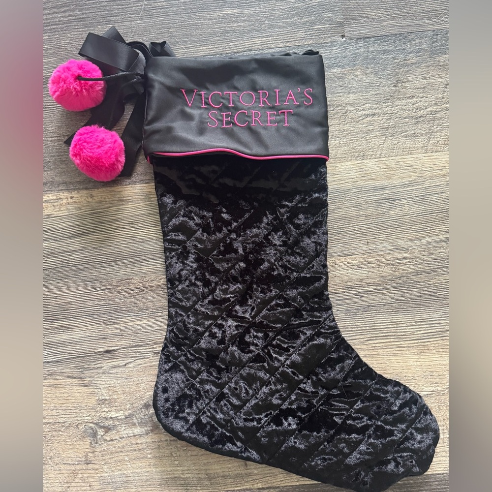 Victoria Secret Christmas Stocking‎ Black Pink X-mas decor